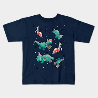 Dino Xmas Party Time Kids T-Shirt